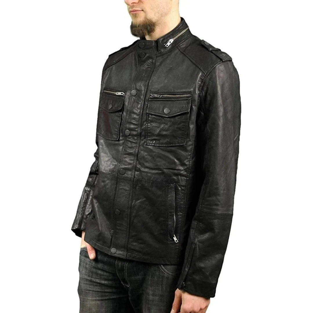 Men's Leather Jacket Vintage Classic Bomber