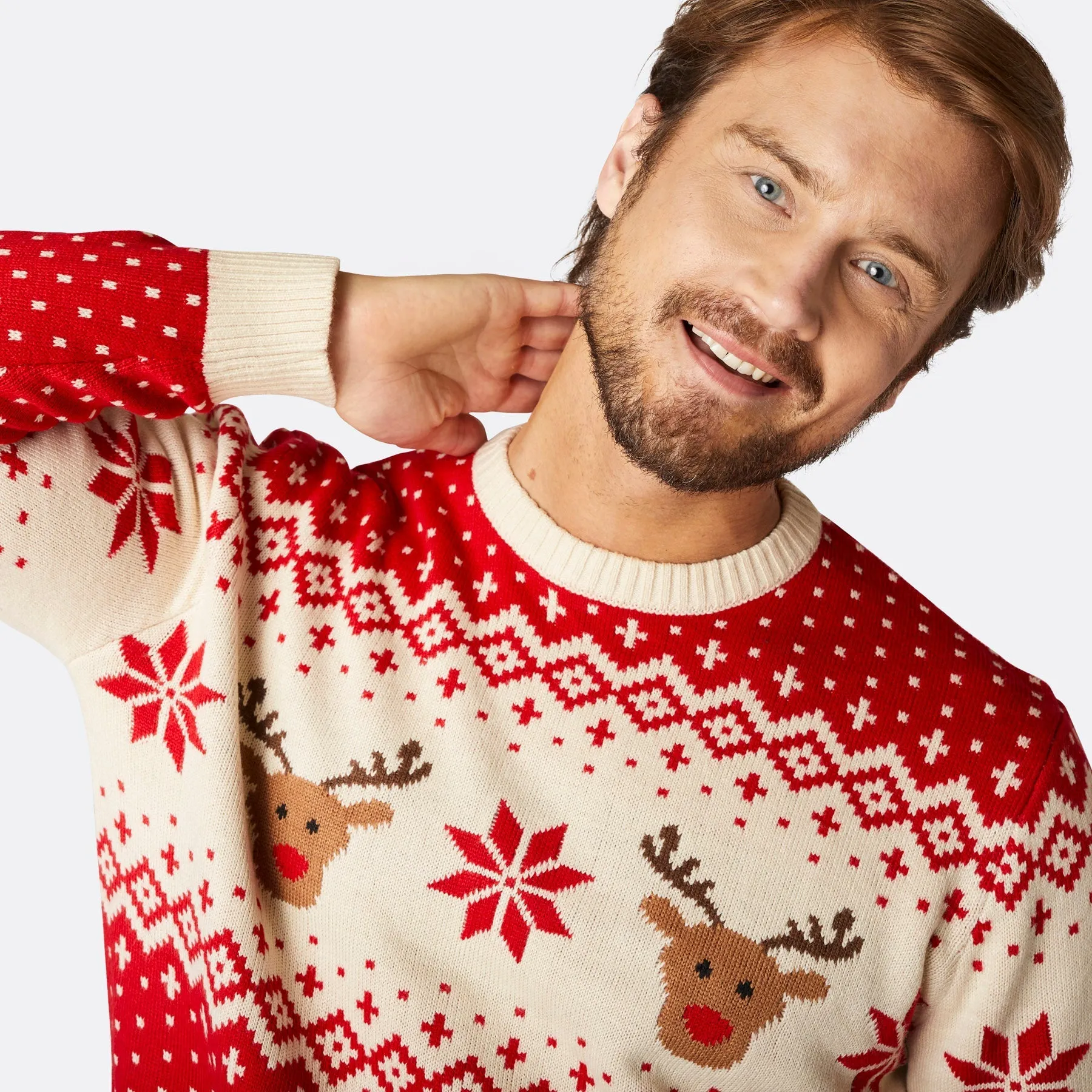 Men's Retro Reindeer Red Christmas Jumper