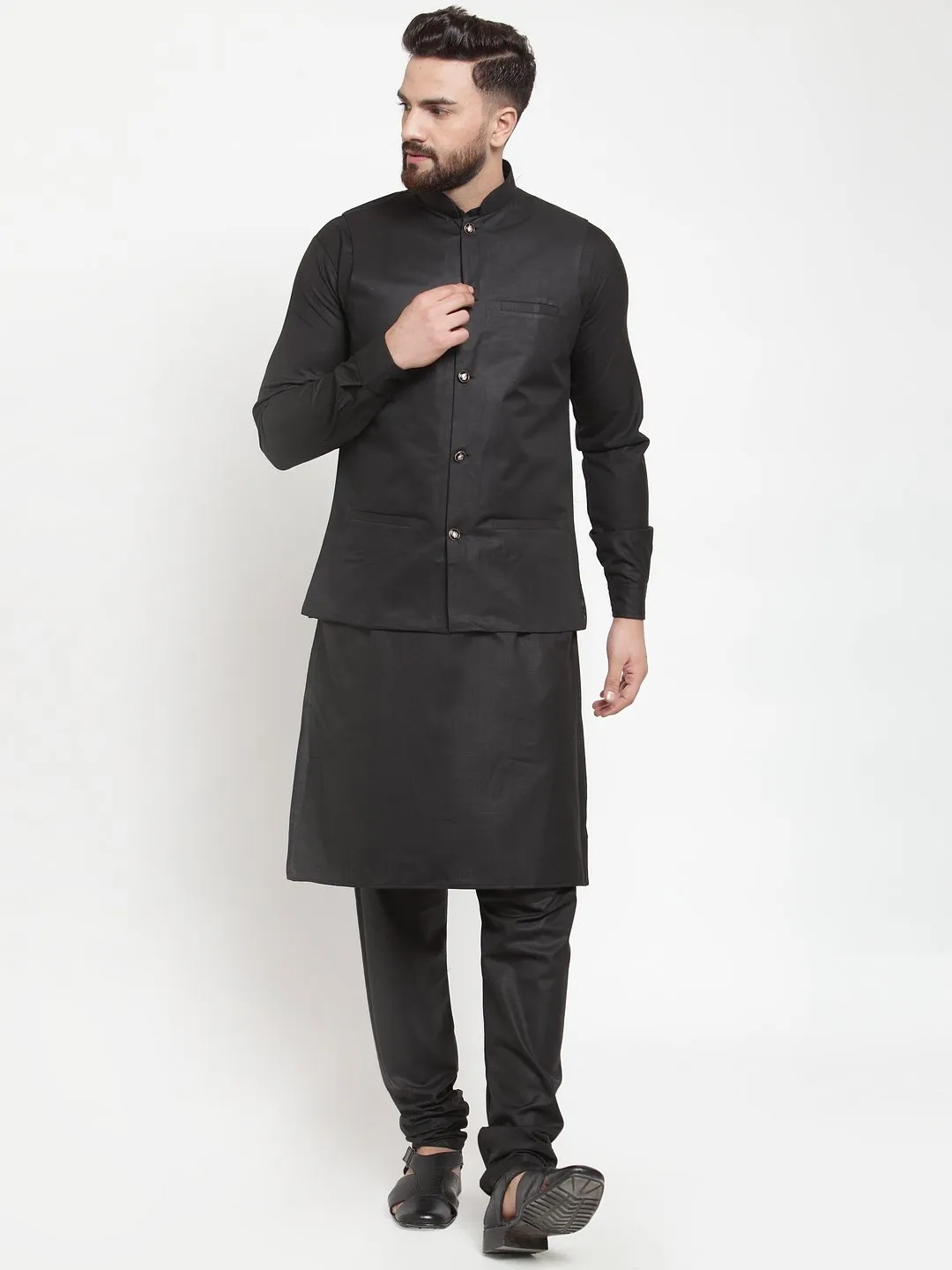 Men's Solid Kurta Waist Coat  with Churidar - Virat Fashions