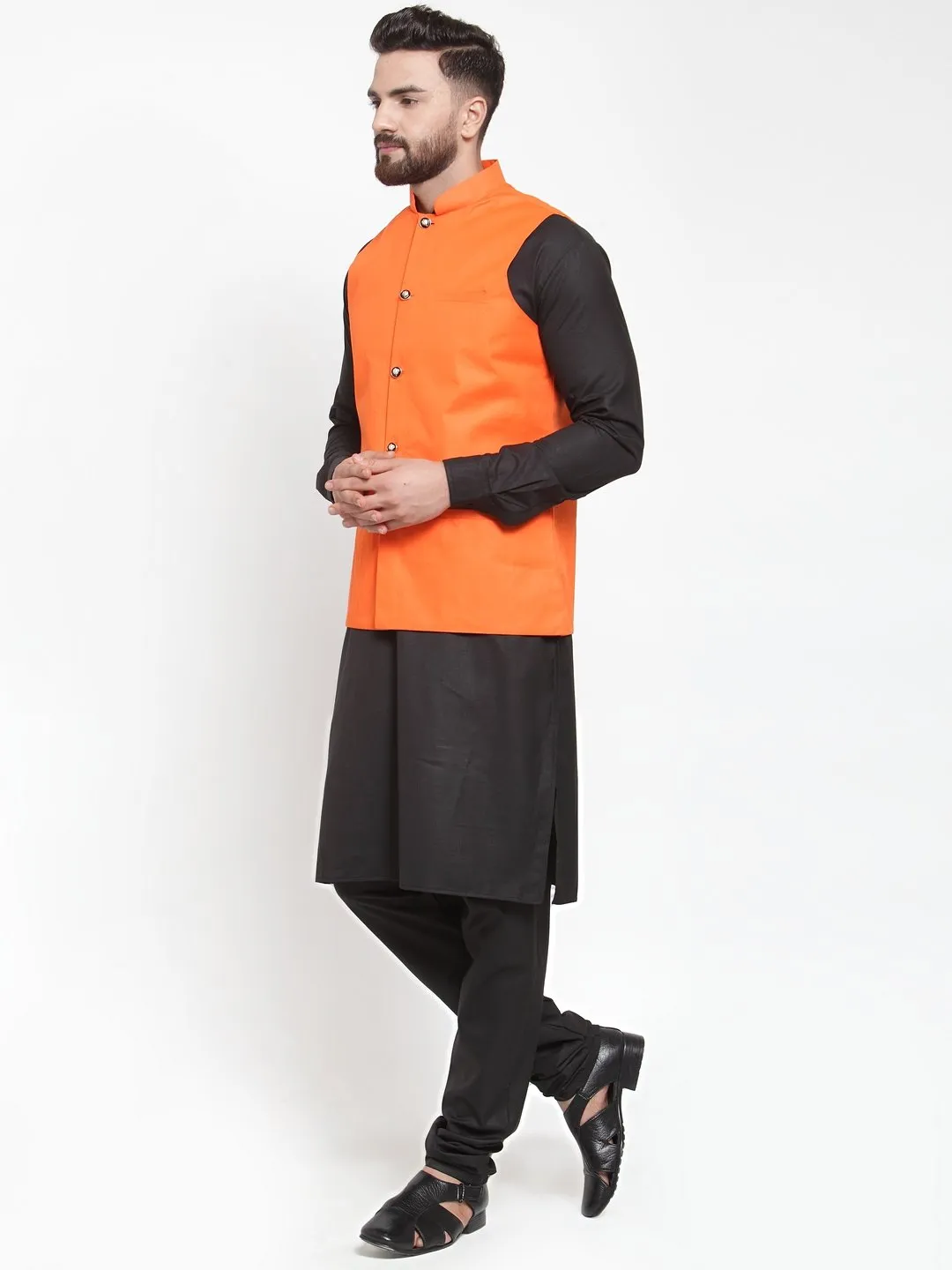 Men's Solid Kurta Waist Coat  with Churidar - Virat Fashions