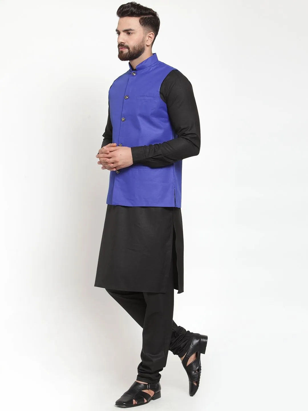 Men's Solid Kurta Waist Coat  with Churidar - Virat Fashions