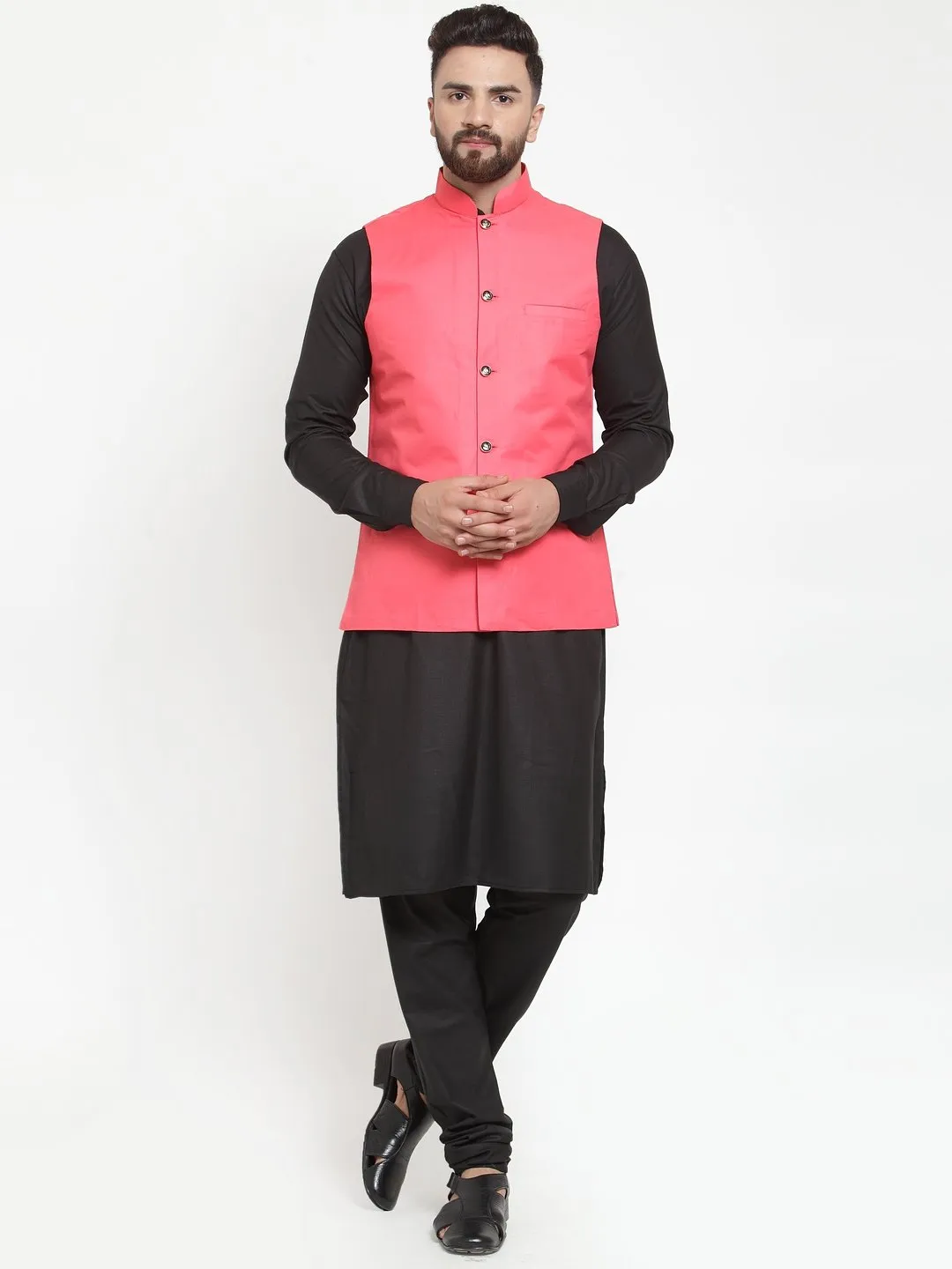 Men's Solid Kurta Waist Coat  with Churidar - Virat Fashions