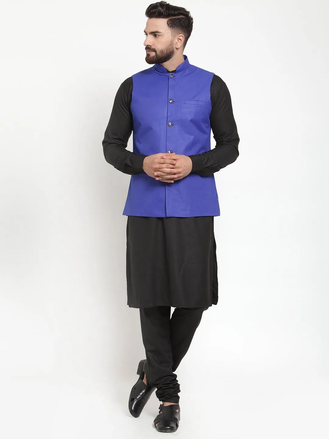 Men's Solid Kurta Waist Coat  with Churidar - Virat Fashions