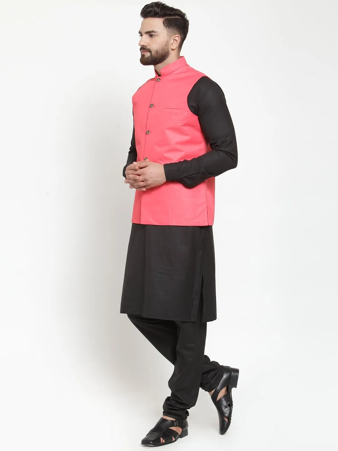 Men's Solid Kurta Waist Coat  with Churidar - Virat Fashions