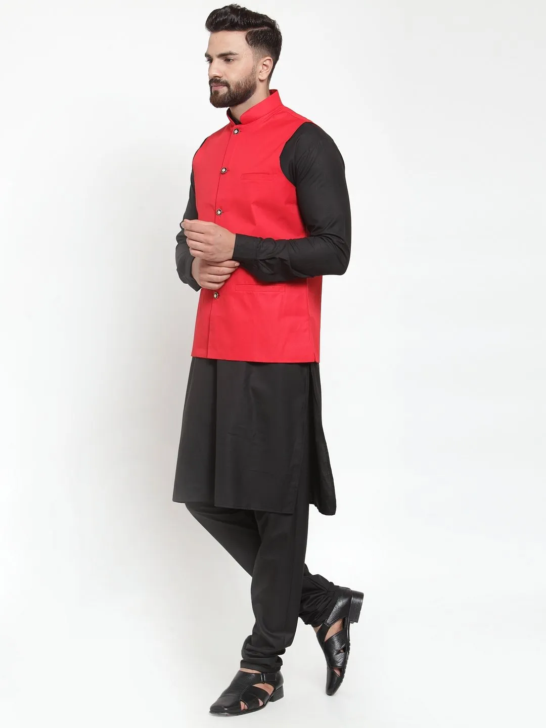 Men's Solid Kurta Waist Coat  with Churidar - Virat Fashions