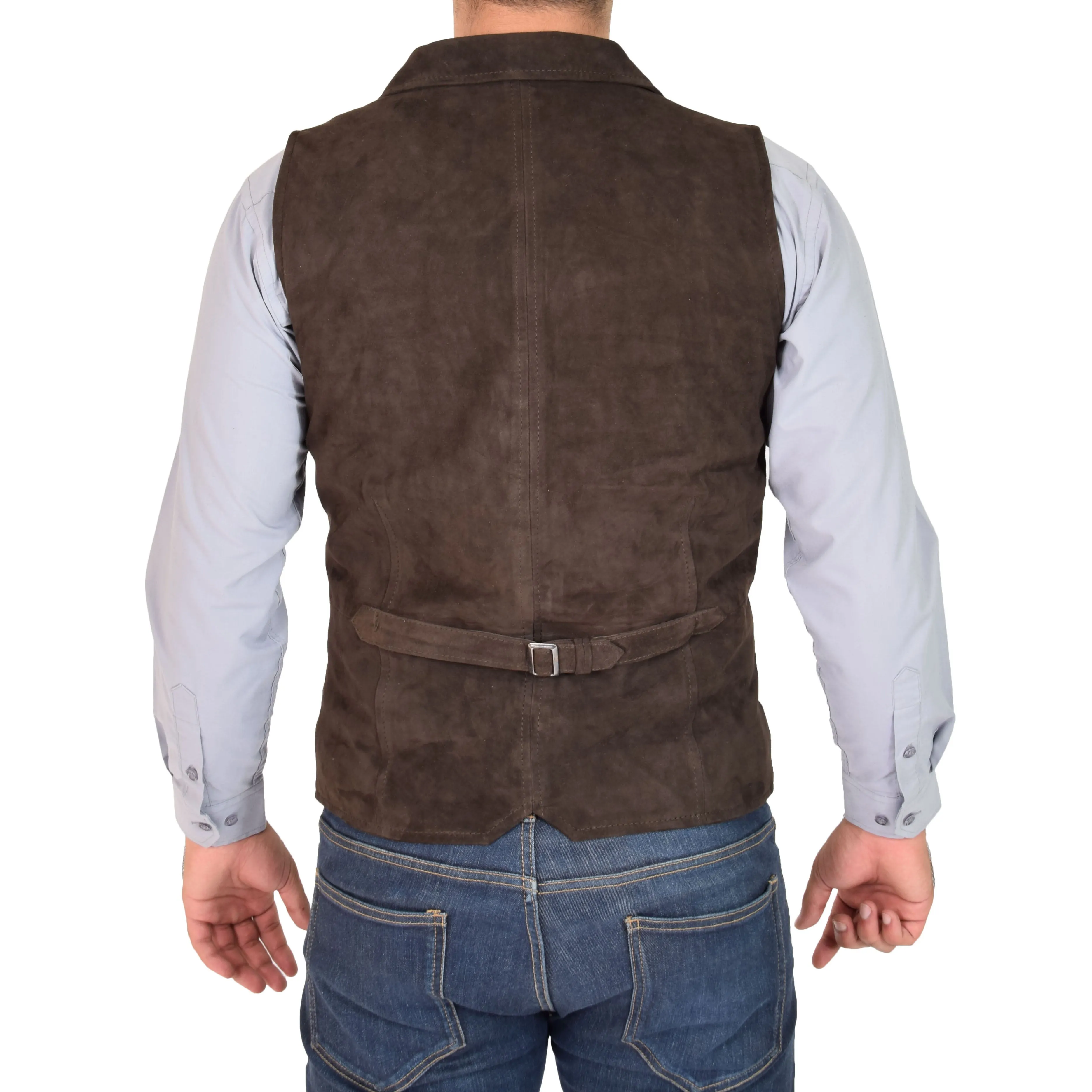 Mens Suede Buttoned Waistcoat Gilet Devin Brown