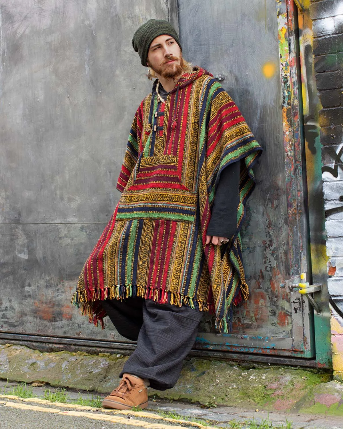 Mexican Gheri Poncho Red/Yellow