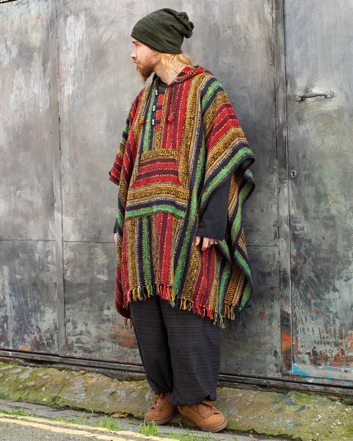 Mexican Gheri Poncho Red/Yellow