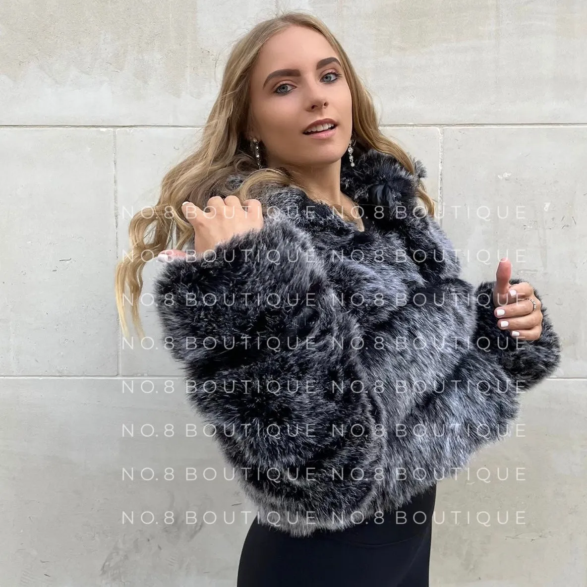 Milan Cropped Collar Faux Fur Jacket