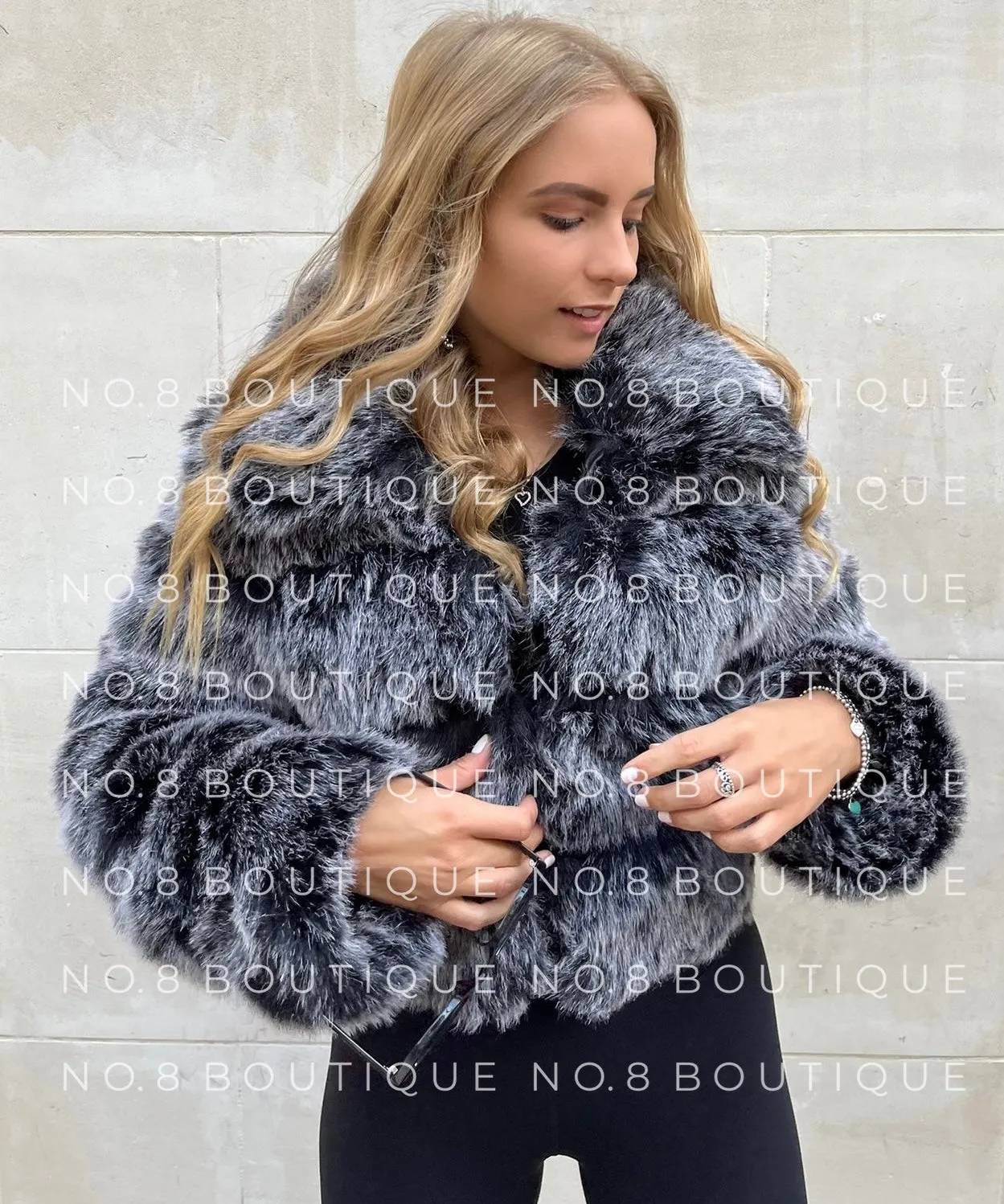 Milan Cropped Collar Faux Fur Jacket