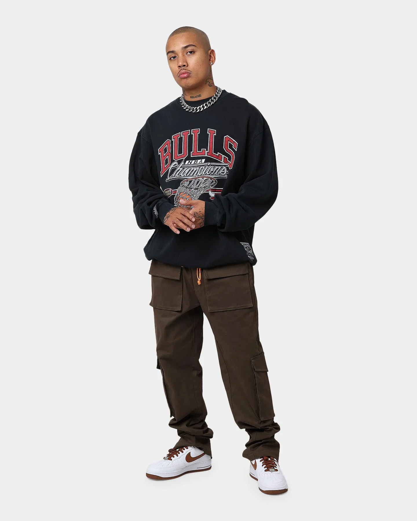 Mitchell & Ness Chicago Bulls Hoop Crewneck Faded Black