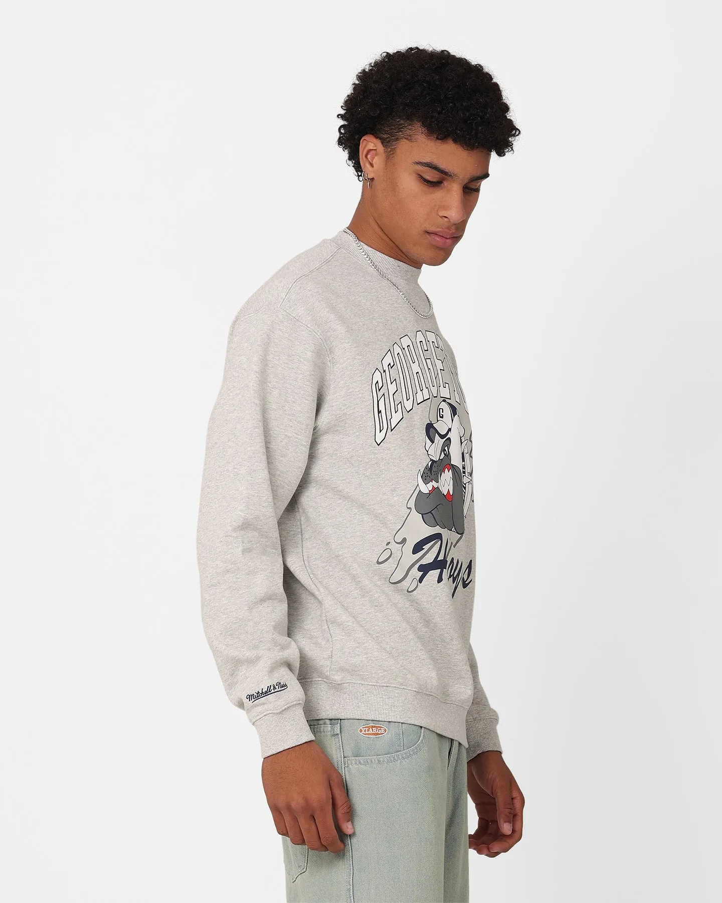 Mitchell & Ness Georgetown Hoyas Drool Crewneck Vintage Grey Marle