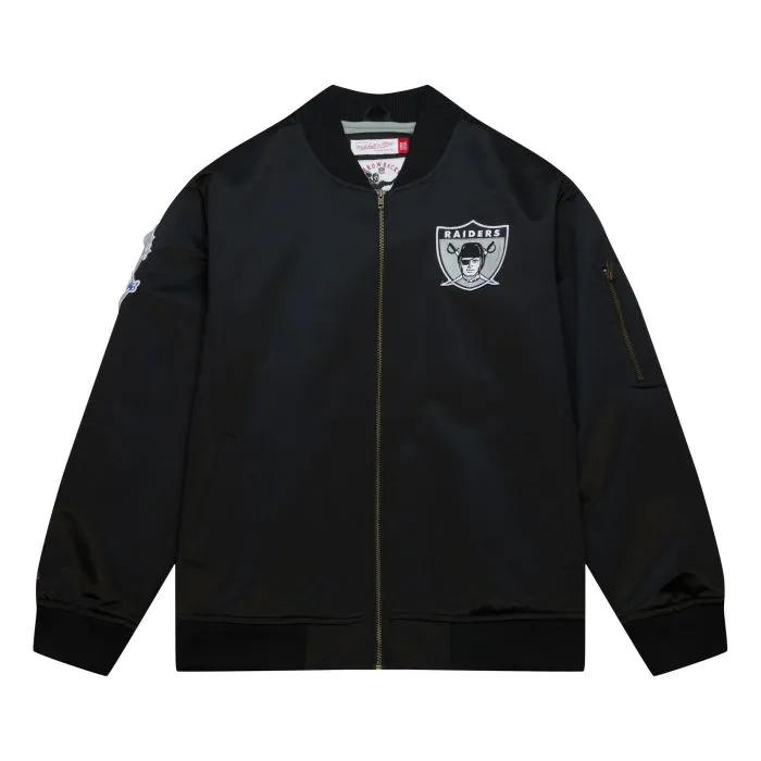 Mitchell & Ness Oakland Raiders Lightweight Satin Bomber Vintage Logo