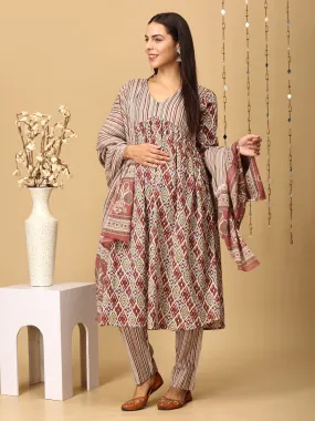 Mokshita Maternity and Nursing Kurta Set With Dupatta