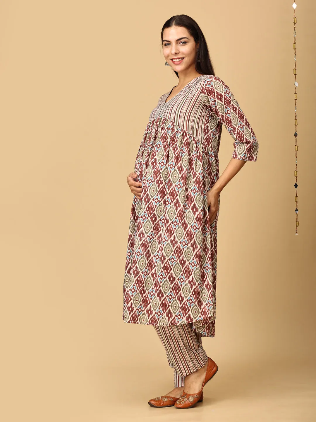 Mokshita Maternity and Nursing Kurta Set With Dupatta