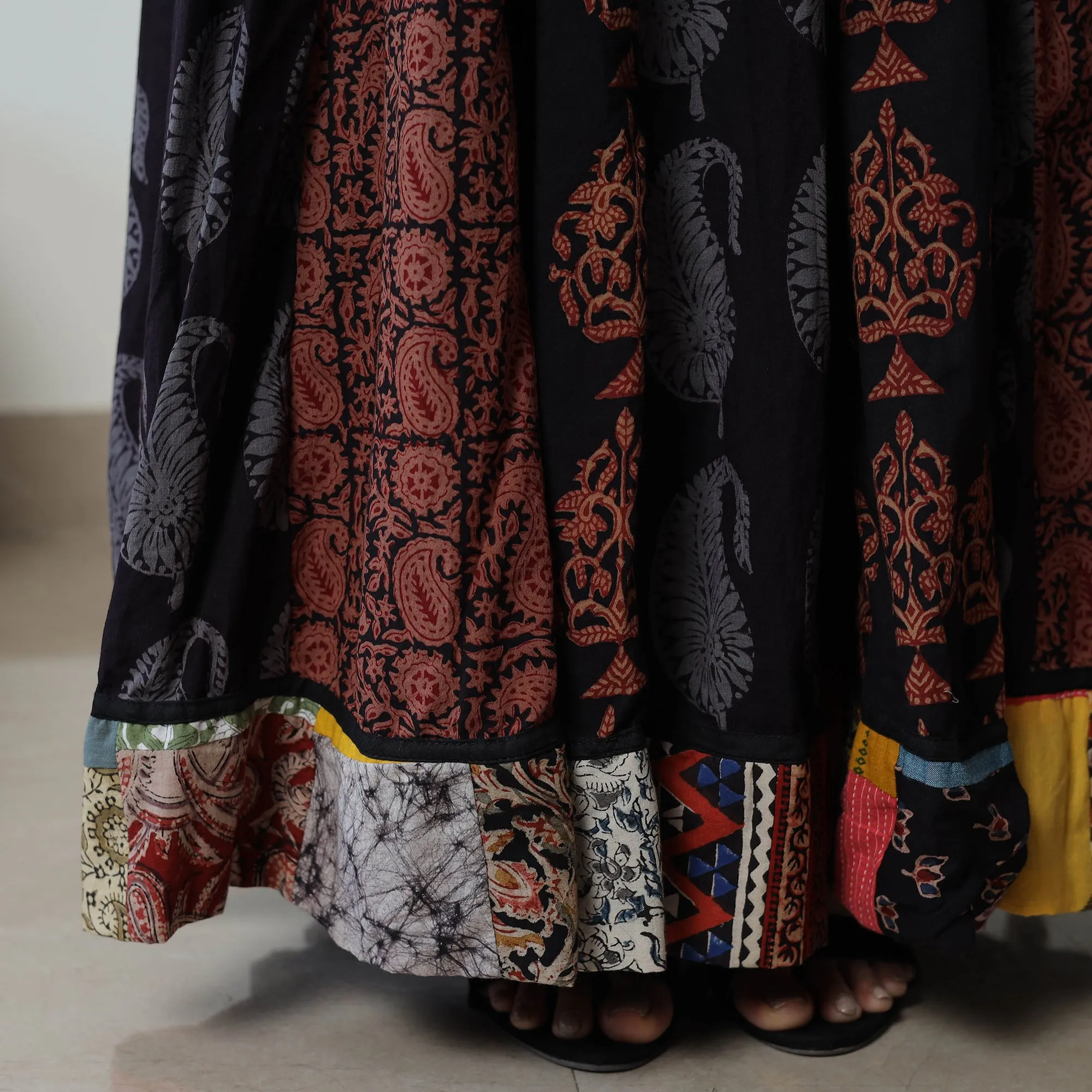 Multicolor - Bagh Print Skirt with 24 Kali Patchwork 06