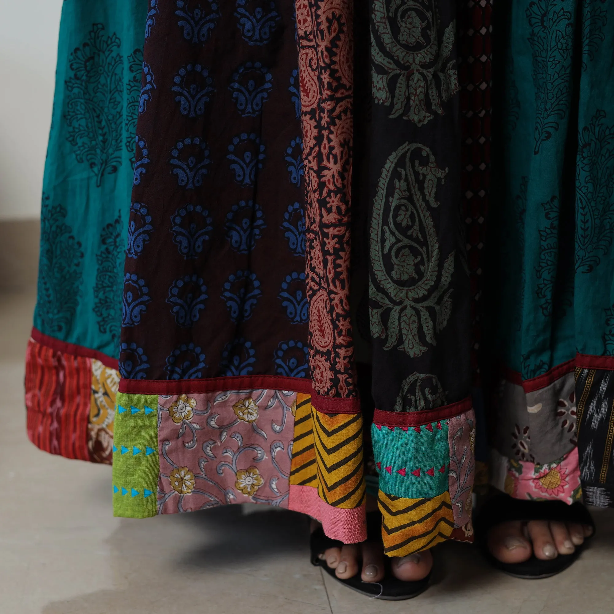 Multicolor - Bagh Print Skirt with 24 Kali Patchwork 08