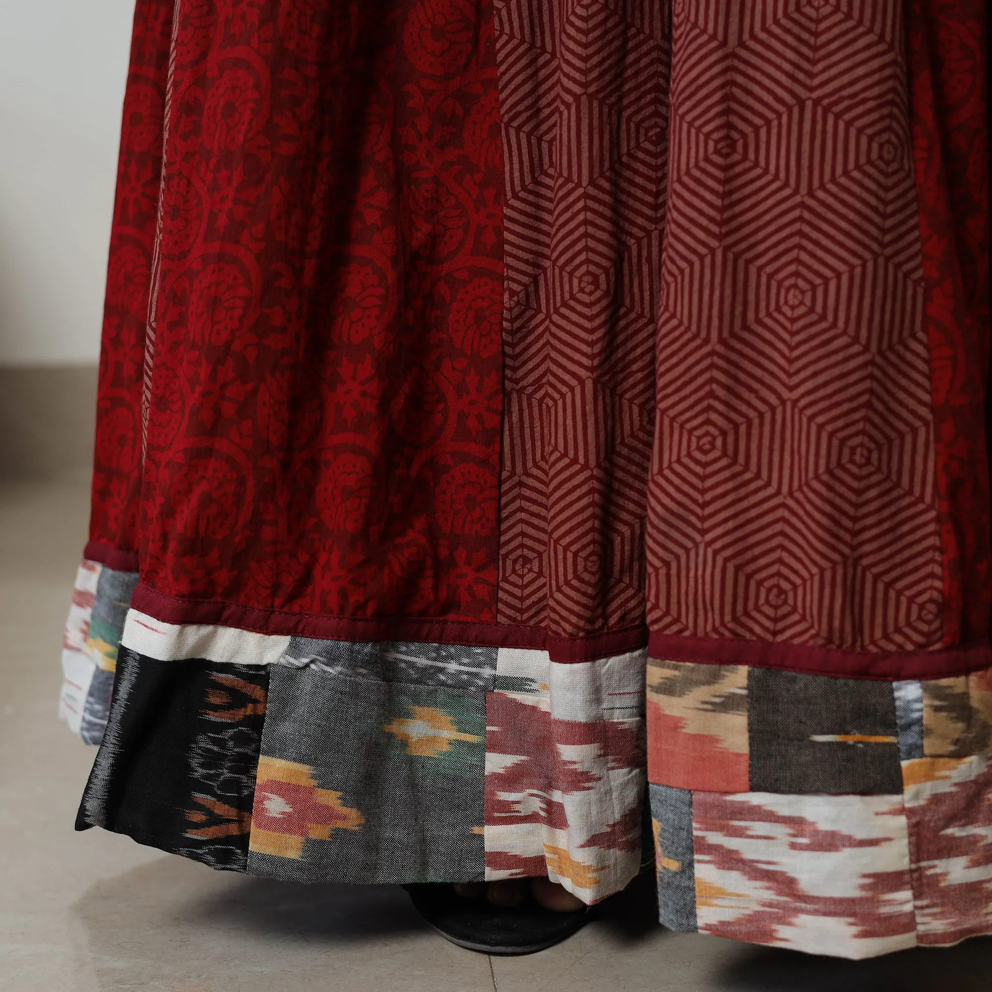 Multicolor - Bagh Print Skirt with 24 Kali Patchwork 09