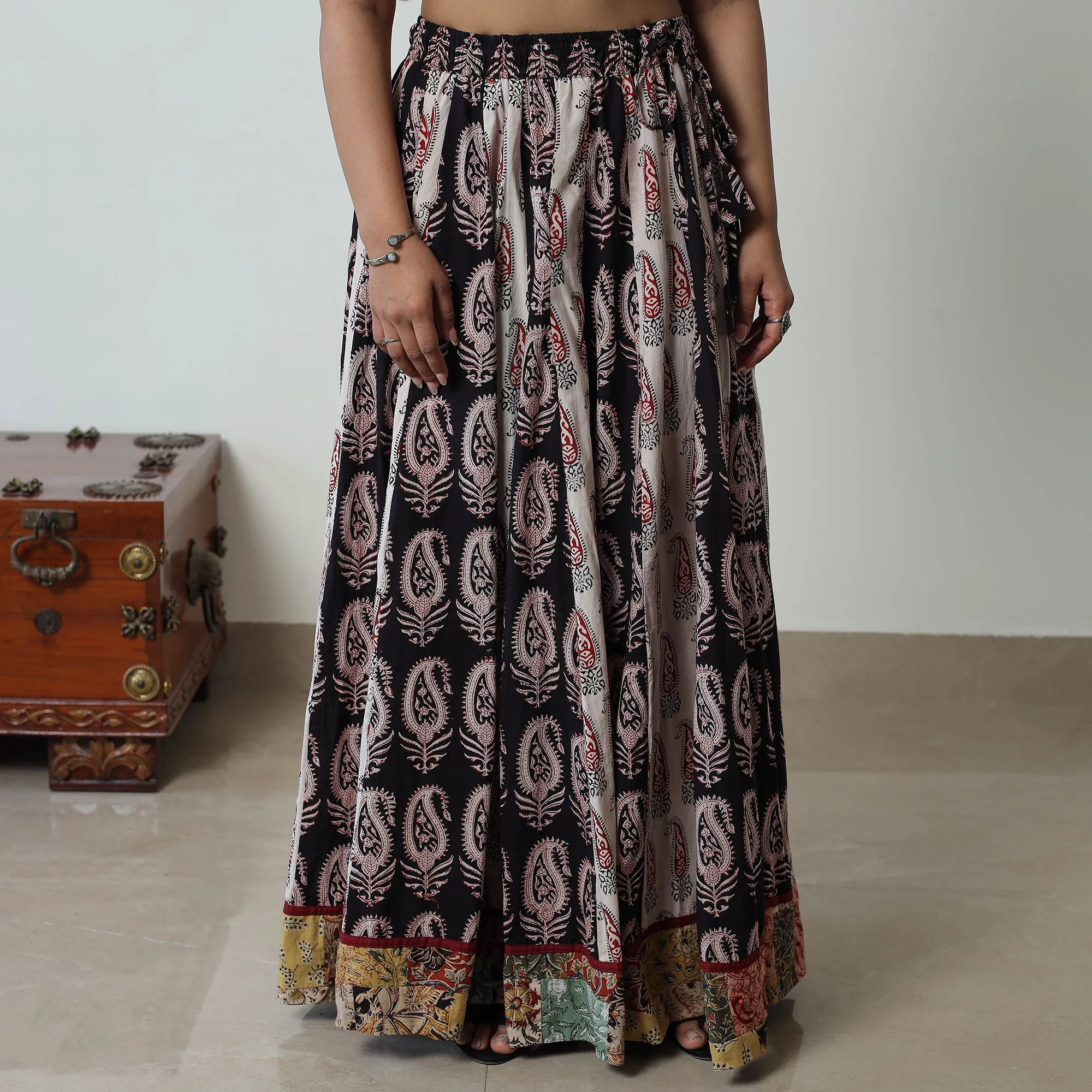 Multicolor - Bagh Print Skirt with 24 Kali Patchwork 11