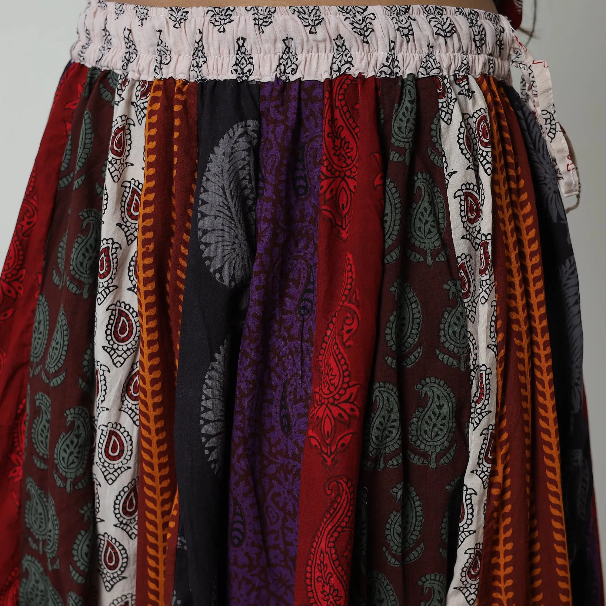 Multicolor - Bagh Print Skirt with 24 Kali Patchwork 15