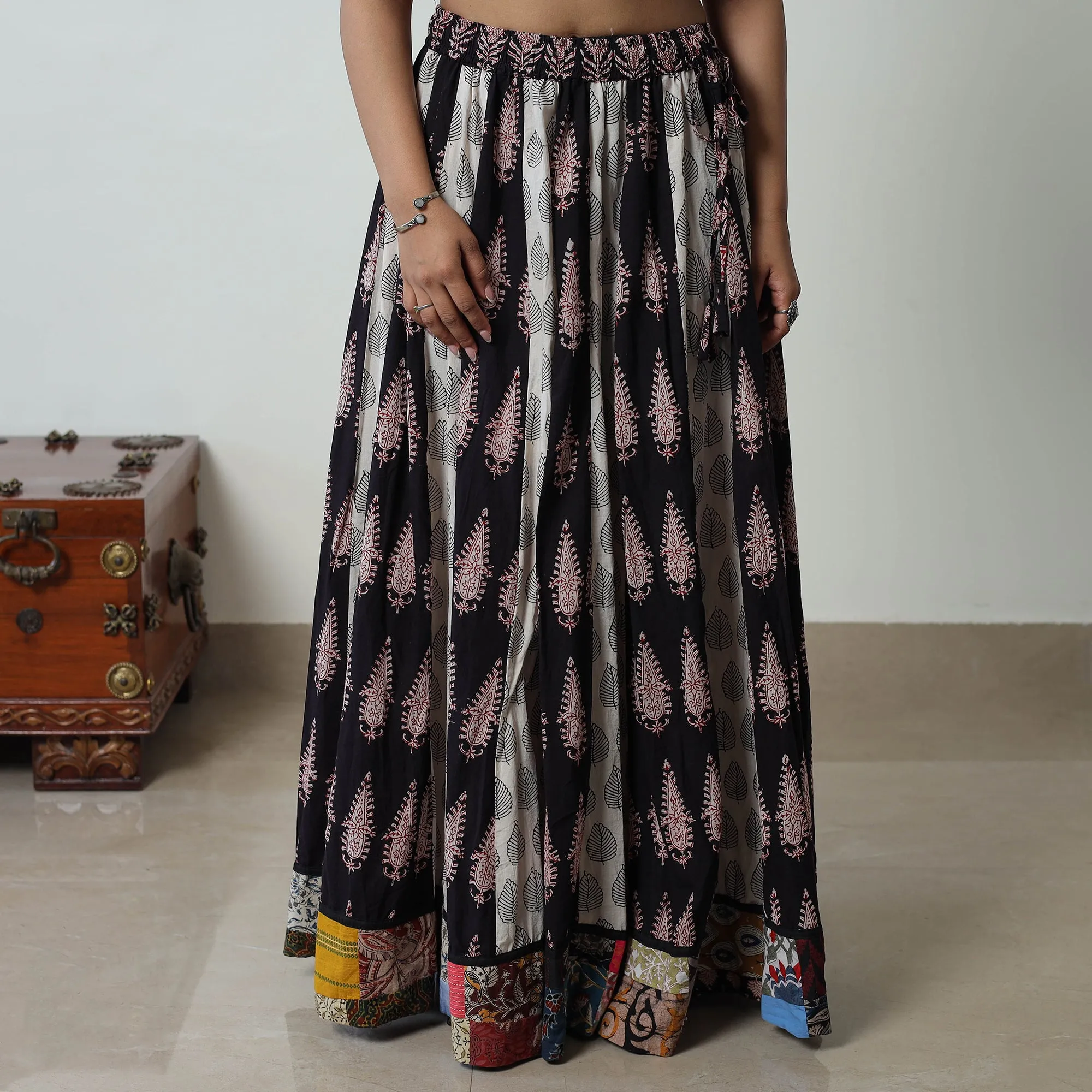 Multicolor - Bagh Print Skirt with 24 Kali Patchwork 22