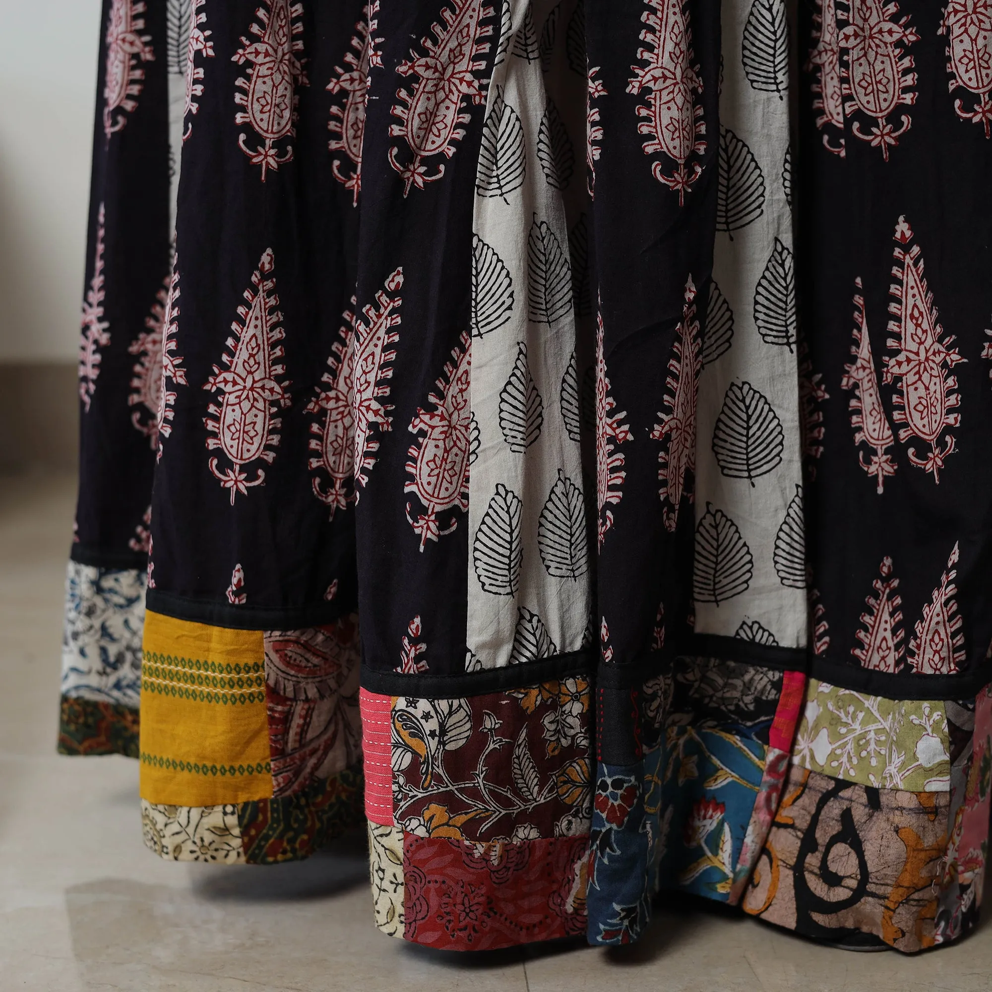 Multicolor - Bagh Print Skirt with 24 Kali Patchwork 22