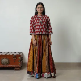 Multicolor - Bagh Print Skirt with 24 Kali Patchwork 27