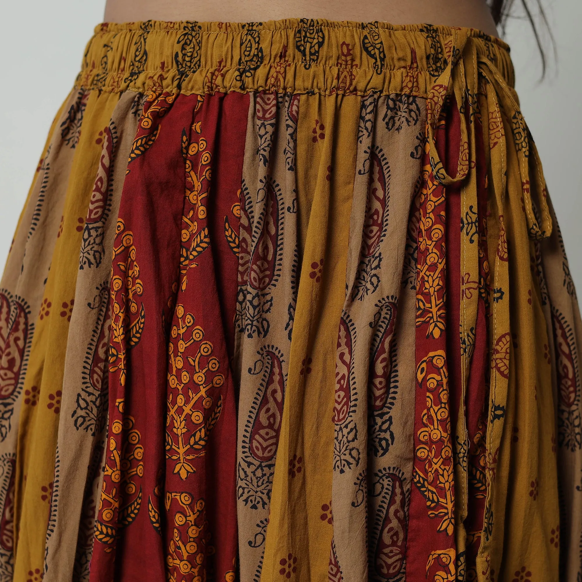 Multicolor - Bagh Print Skirt with 24 Kali Patchwork 27