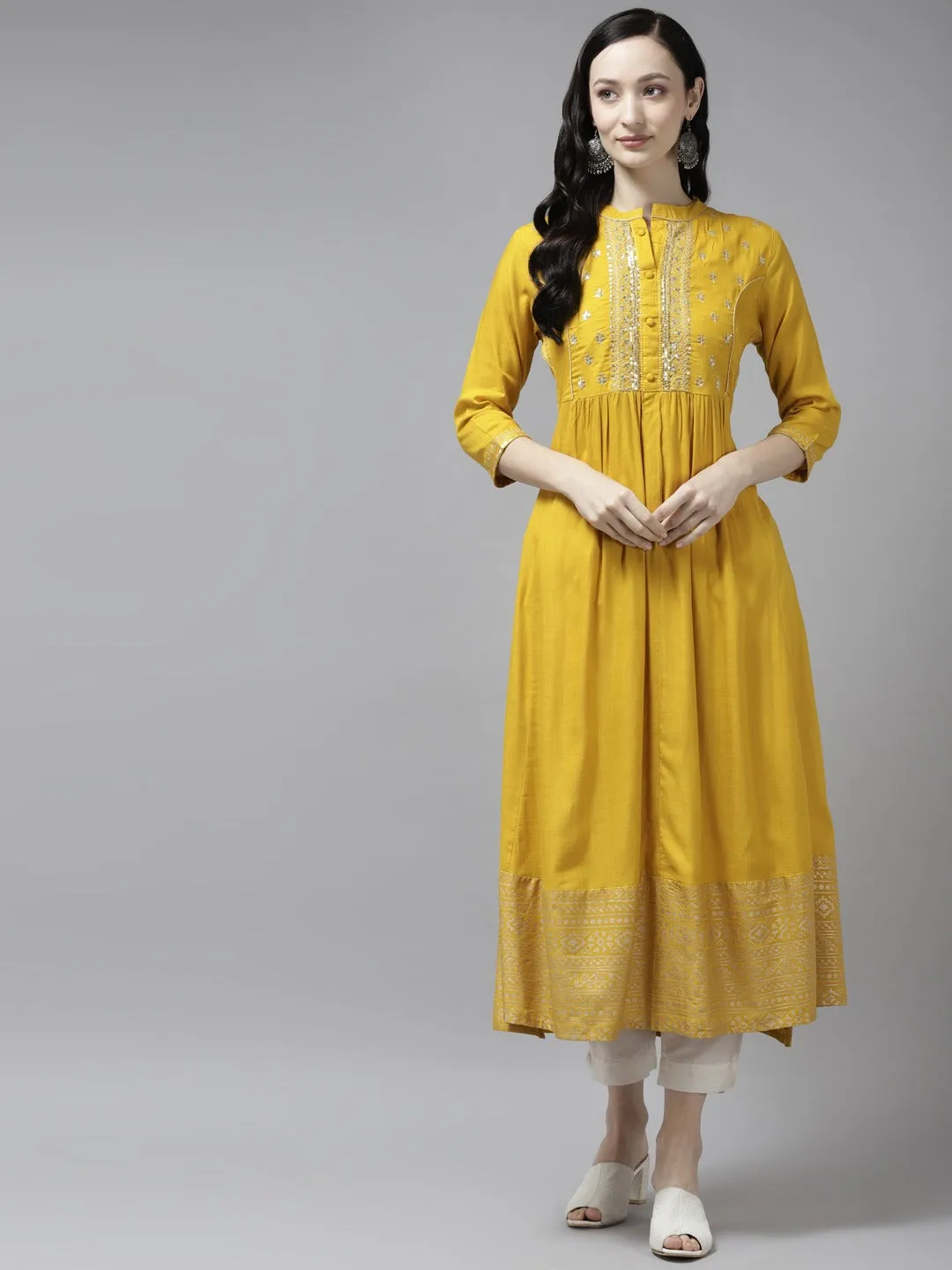 Mustard Sequins Kurta