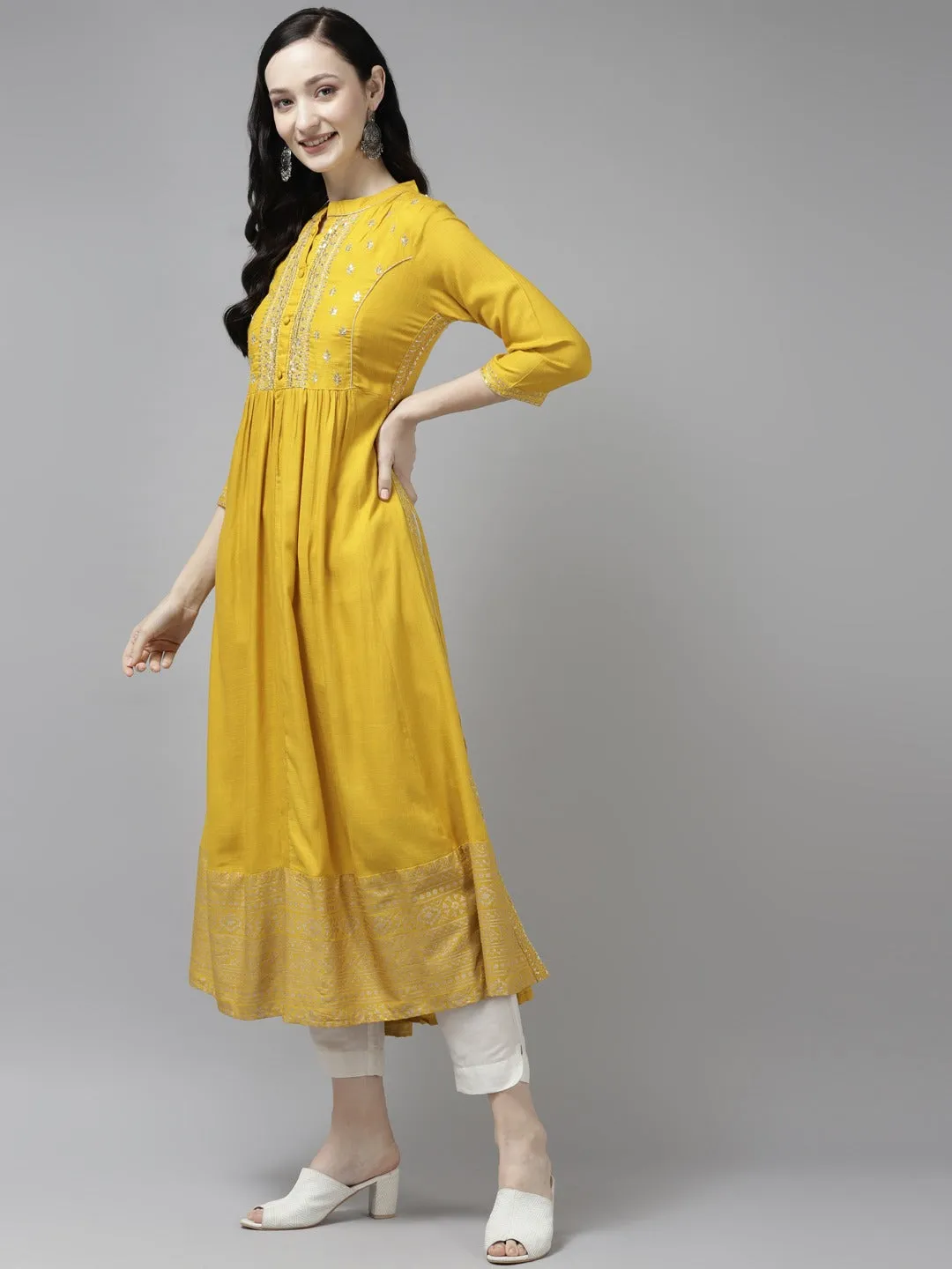 Mustard Sequins Kurta