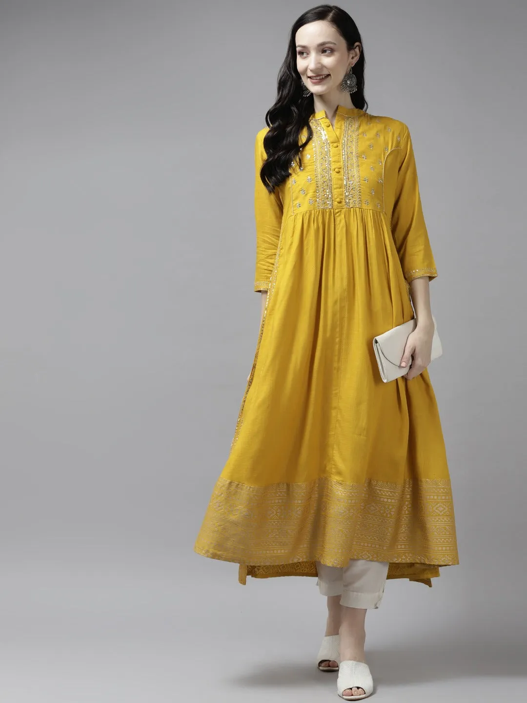 Mustard Sequins Kurta