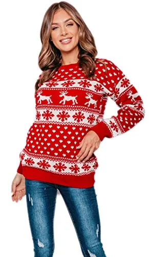 New Unisex Ladies Men Kids Christmas Jumper Reindeer Snowflakes Knitted Xmas Long Sweater