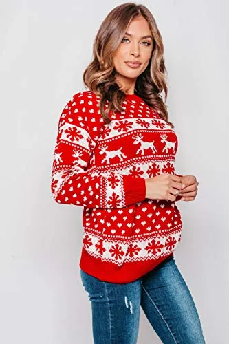 New Unisex Ladies Men Kids Christmas Jumper Reindeer Snowflakes Knitted Xmas Long Sweater