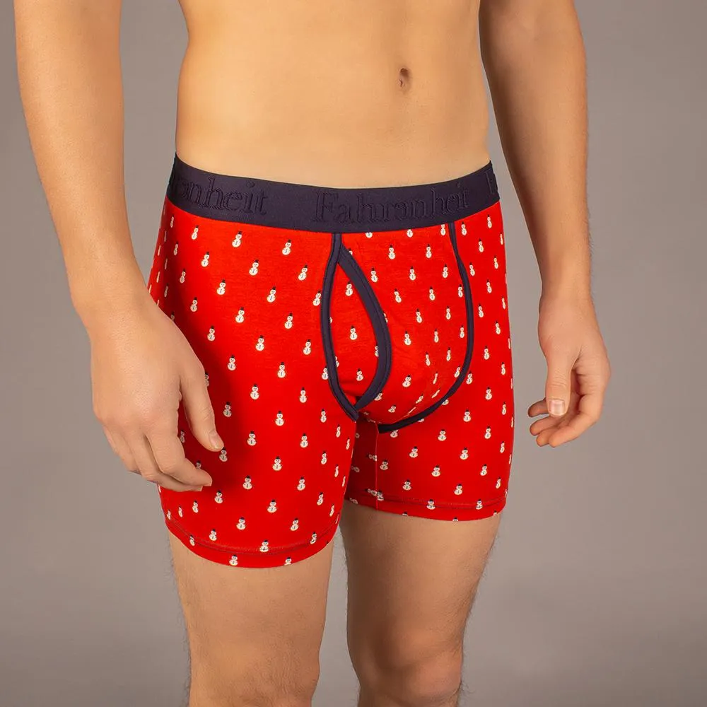 Newman Boxer Brief | Snowman Red/Multi