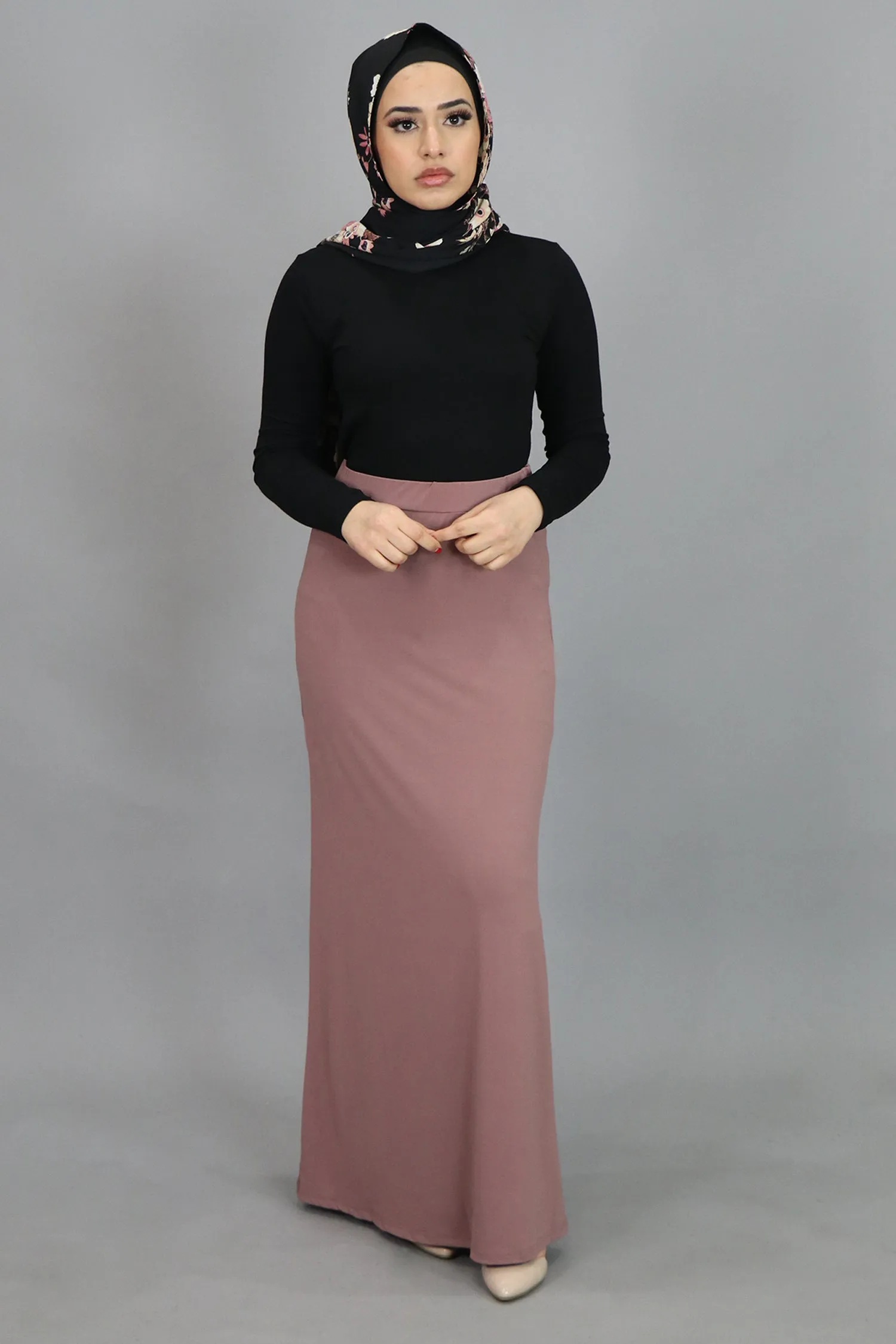 Nude Pink Spandex Maxi Skirt