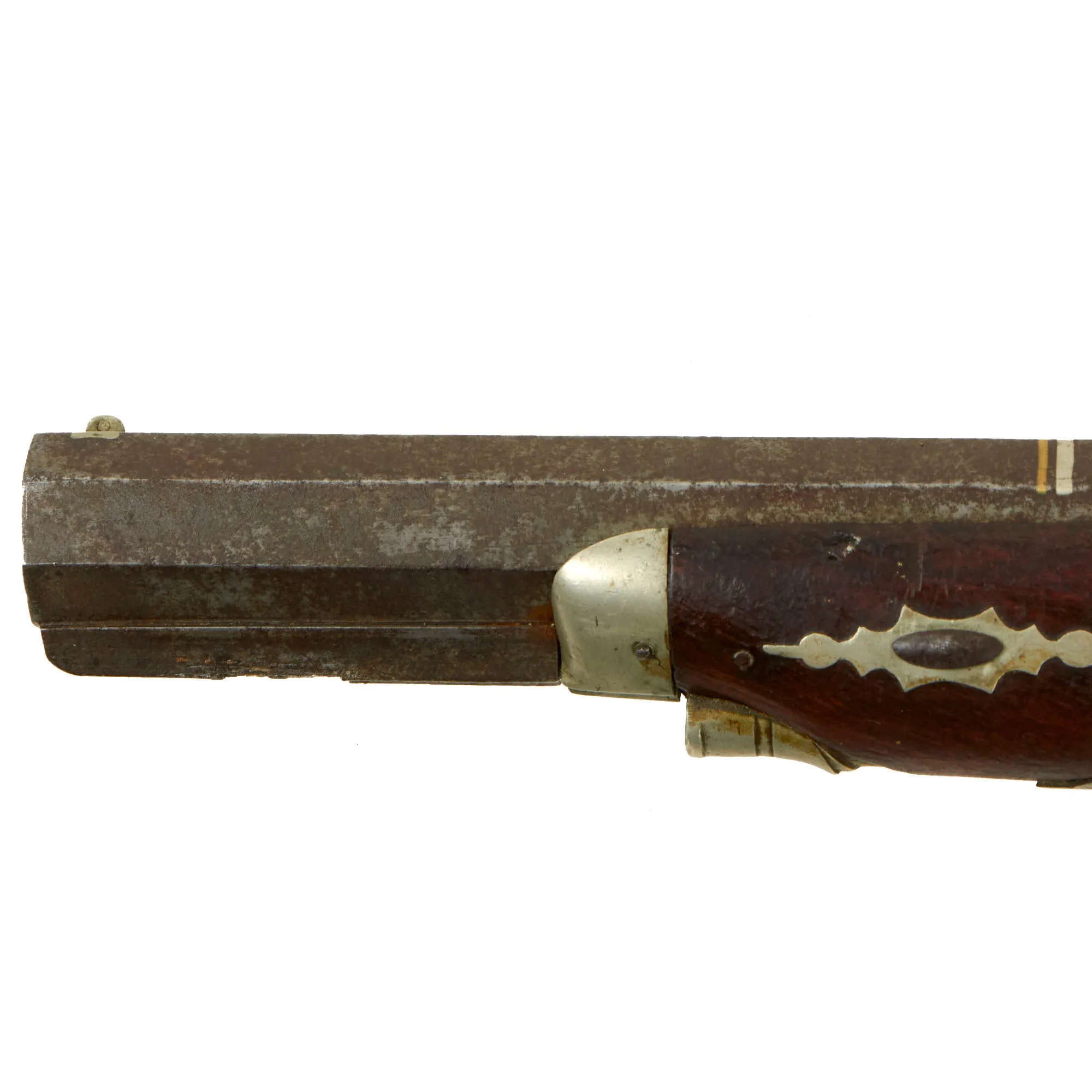 Original British Nickel Silver Mounted "Philadelphia Deringer" Style Pocket Percussion Pistol by Richard Hollis - Circa 1845