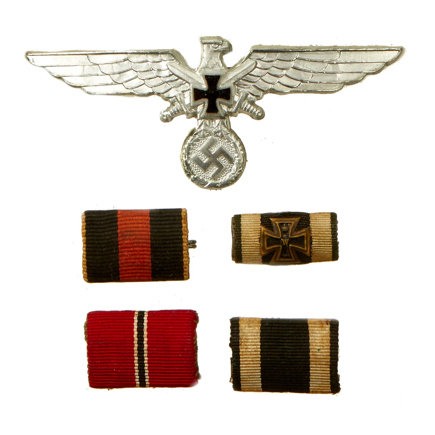 Original German WWI & WWII Medal and Insignia Grouping with 1914 EKII, Eastern Medal & More - 11 Items