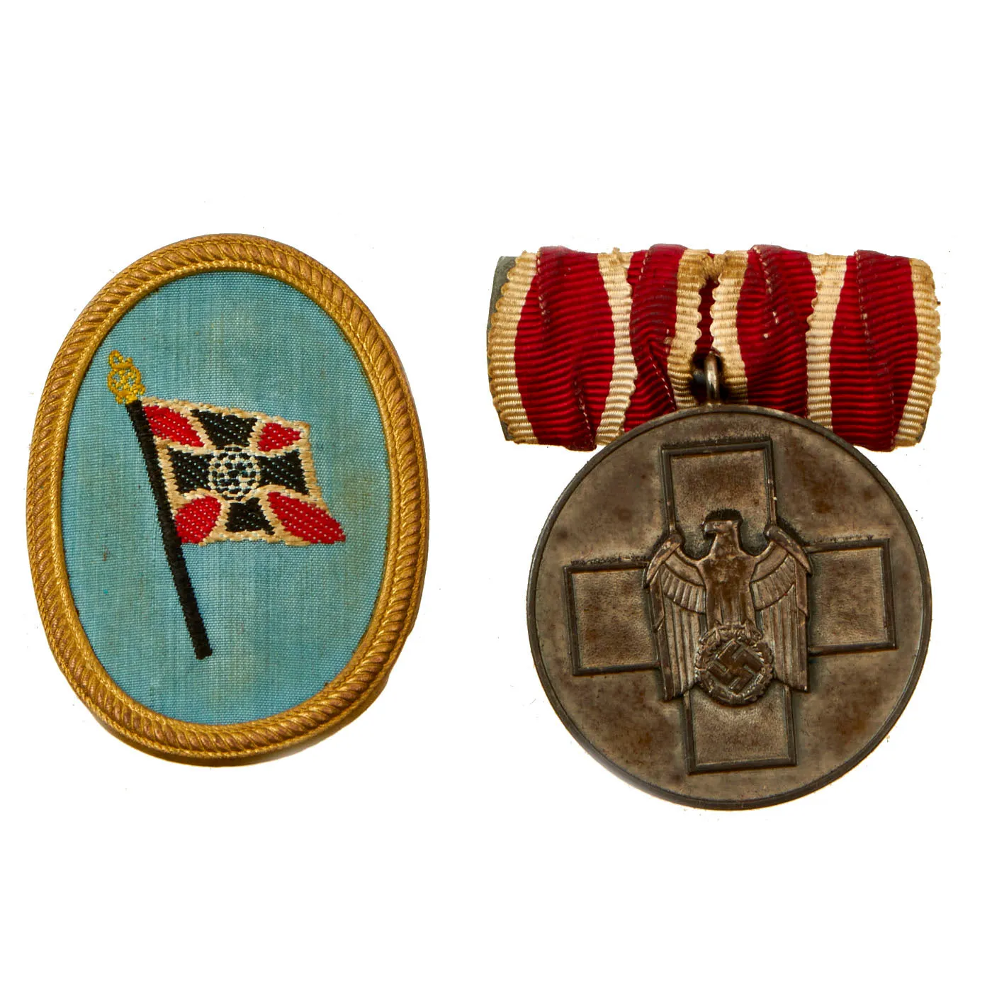 Original German WWI & WWII Medal and Insignia Grouping with 1914 EKII, Eastern Medal & More - 11 Items