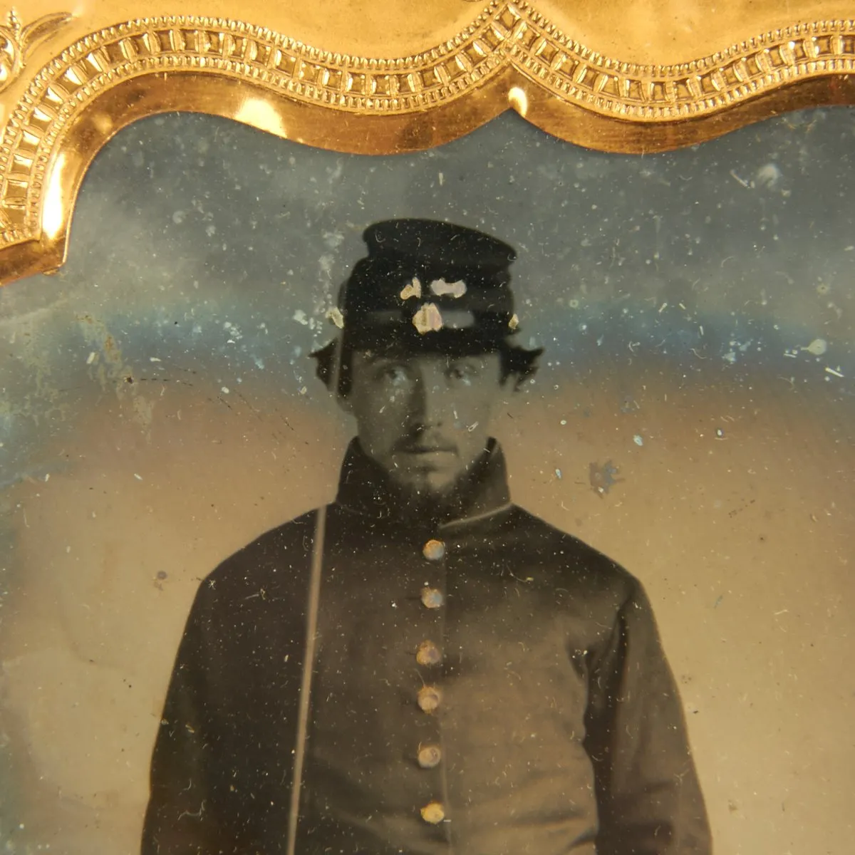 Original U.S. Civil War Sixth Plate Tintype of Armed Federal Soldier