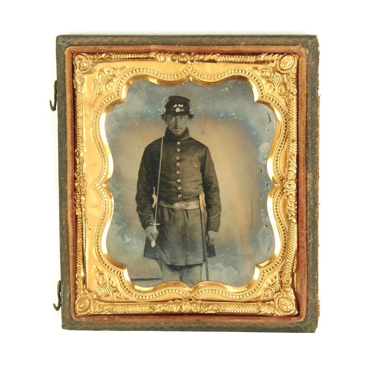 Original U.S. Civil War Sixth Plate Tintype of Armed Federal Soldier