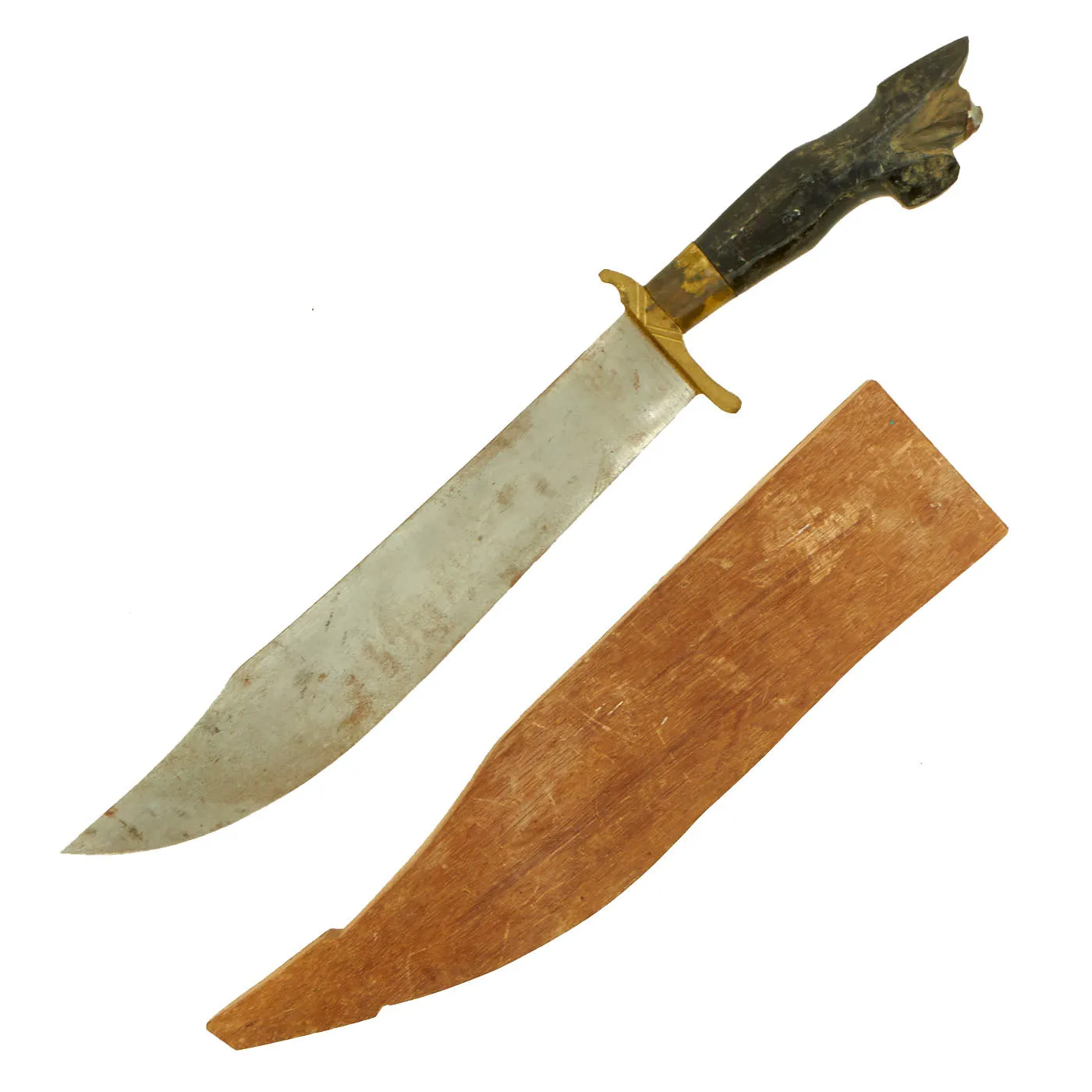 Original U.S. Vietnam War Named Custom Bowie Knife Machete with Scabbard marked to J.E.S.T. Camp in the Philippines