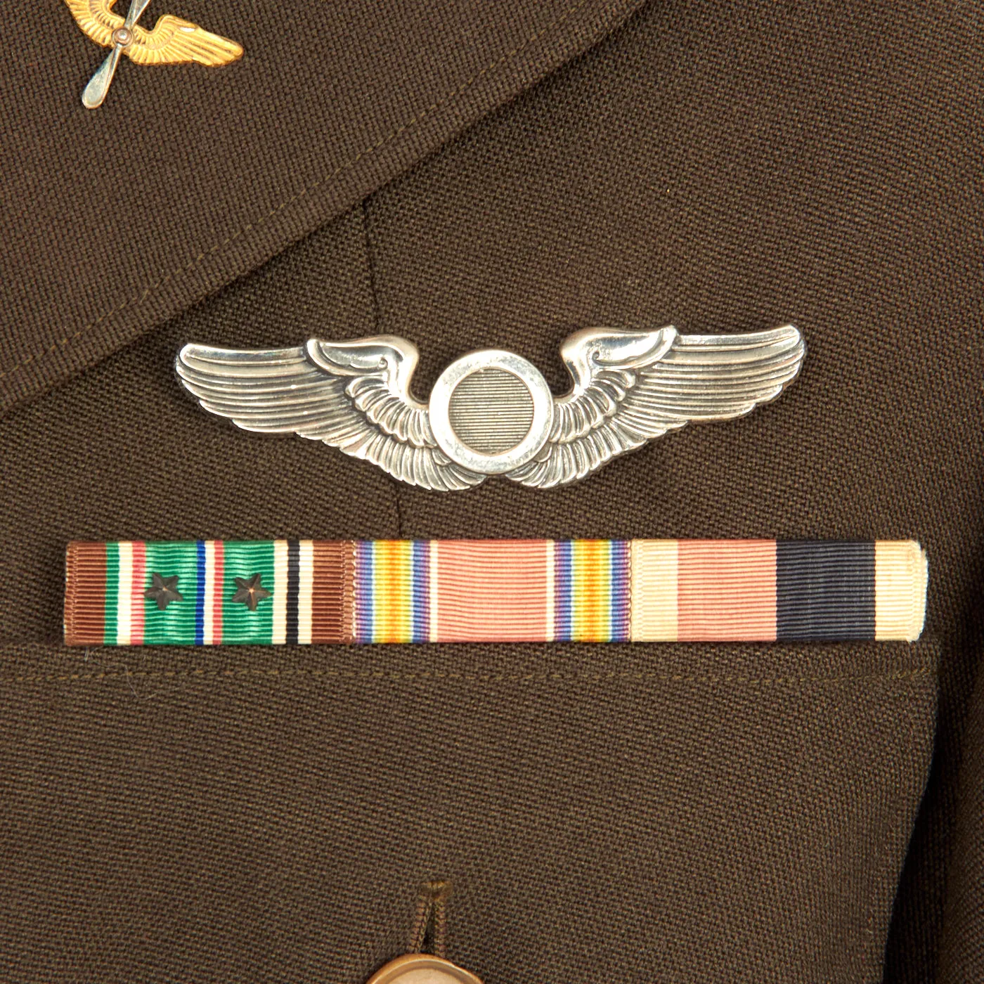 Original U.S. WWII Army Air Corps Aircraft Observer Named Custom Tailored Ike Jacket With English Made Bullion Patch and Peaked Visor - 1st Lieutenant Hauck