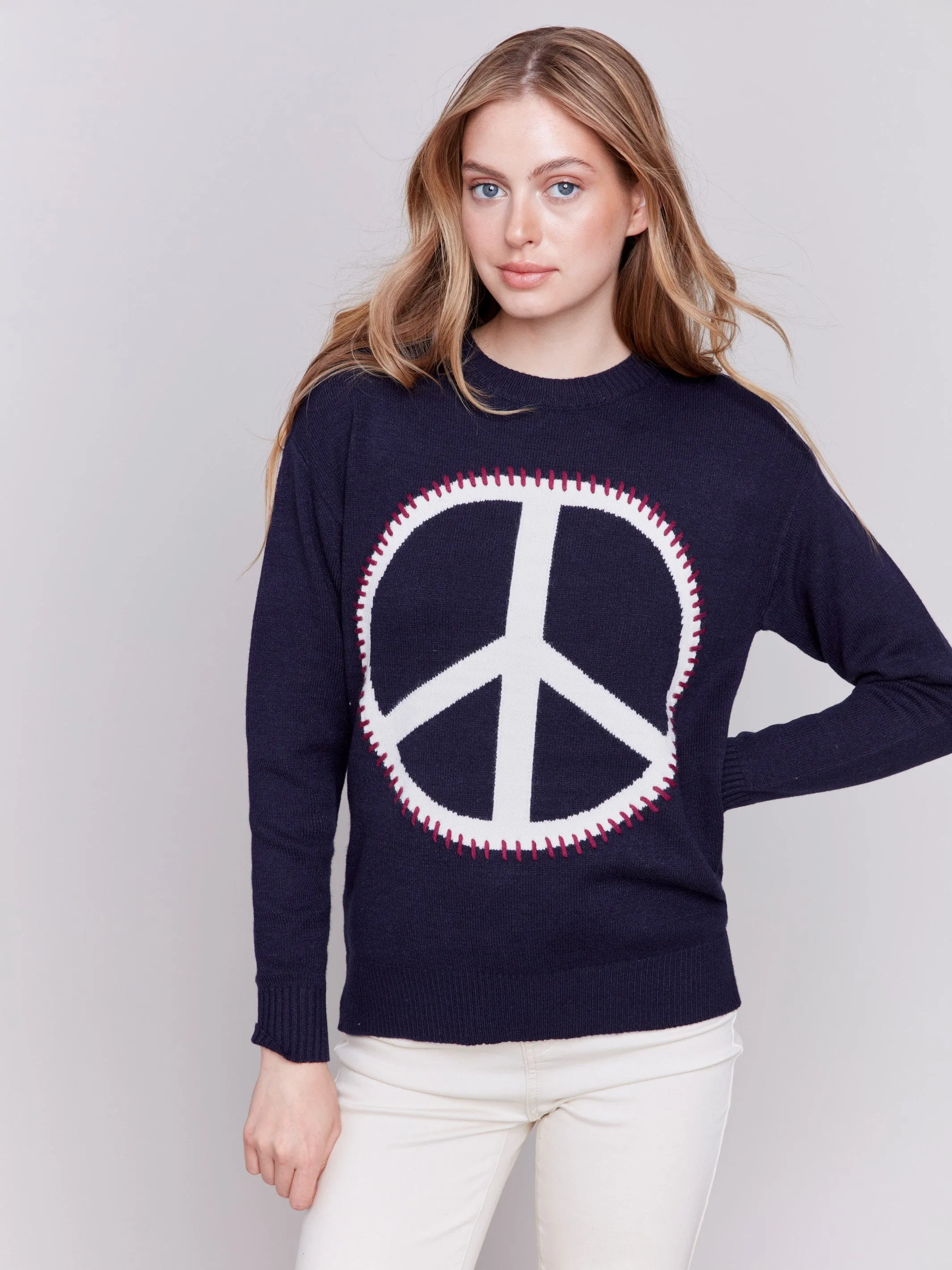 Peace Sign Sweater - Navy