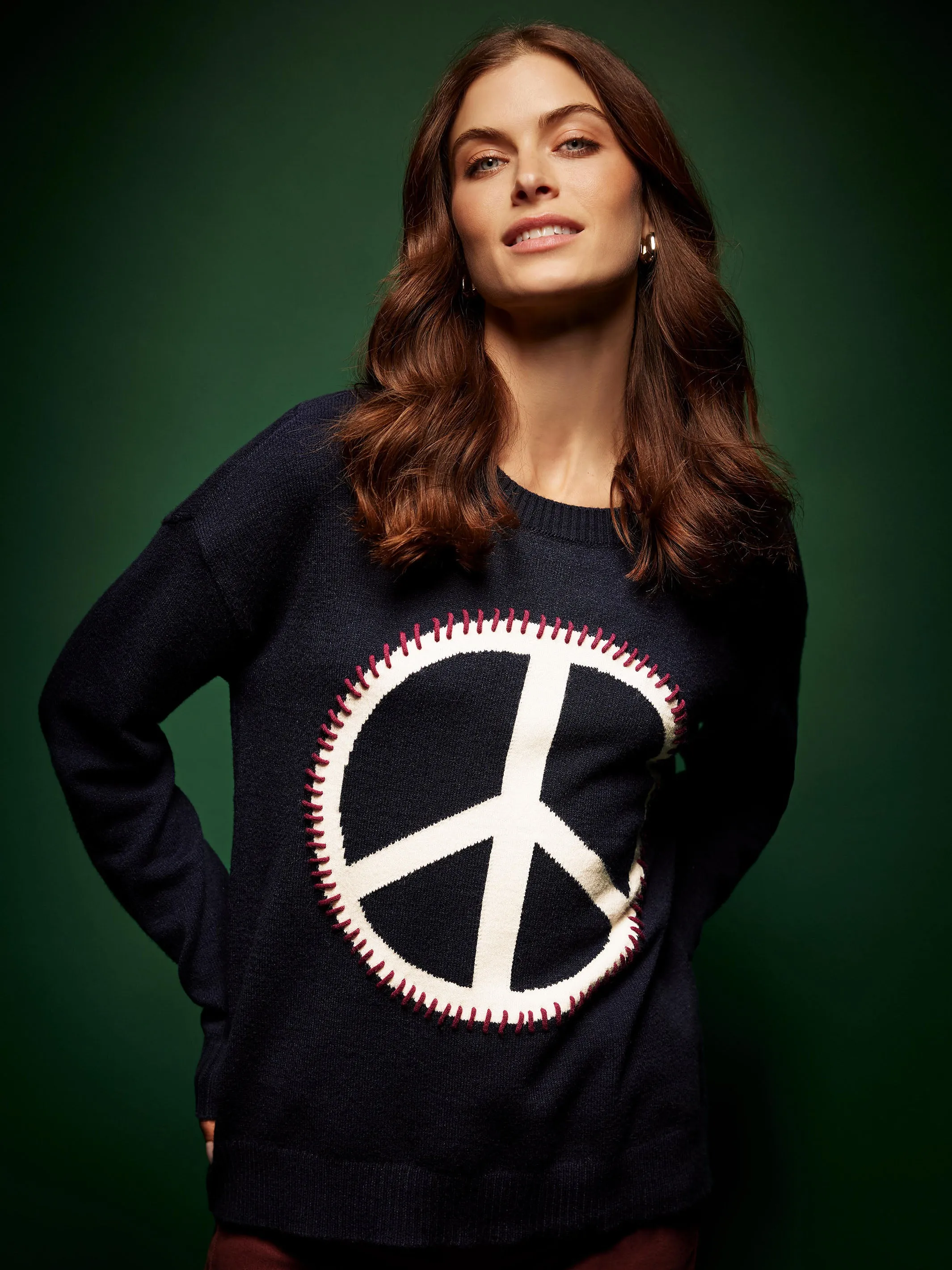 Peace Sign Sweater - Navy