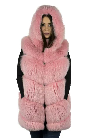 Pink Fox Hooded Vest