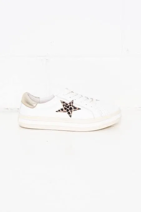 PIXIE SNEAKER - White/Brown Animal