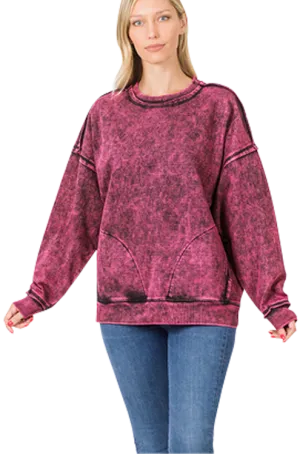 Plum Mineral Wash Sweatshirt