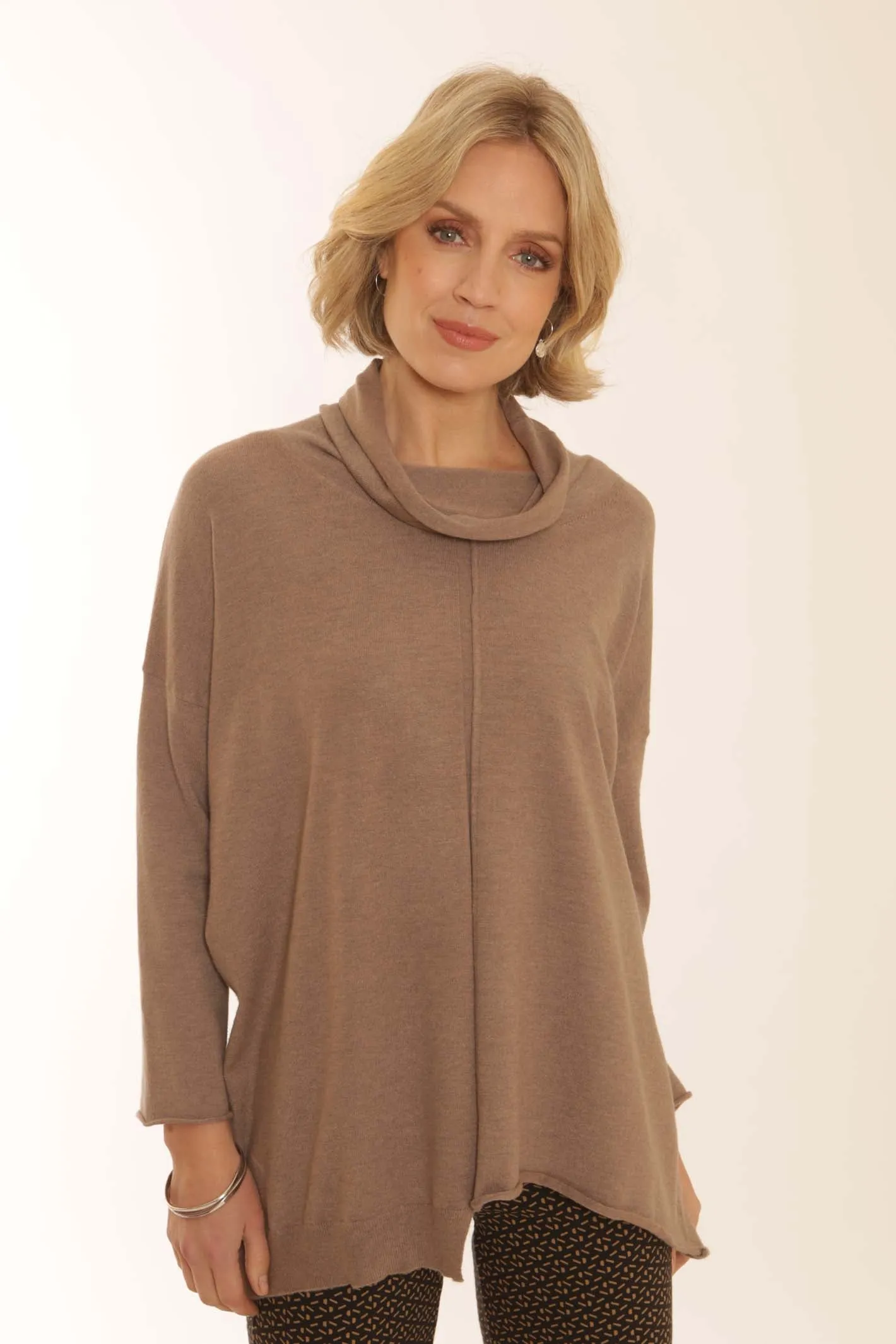 Pomodoro Clothing Solid Asymmetric Roll Neck Jumper 22352