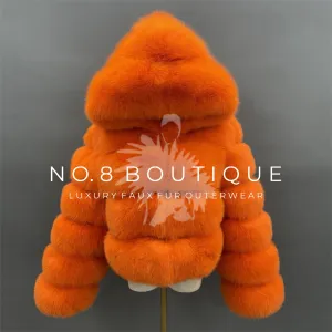 Premium 4 Row Hooded Faux Fur Jacket