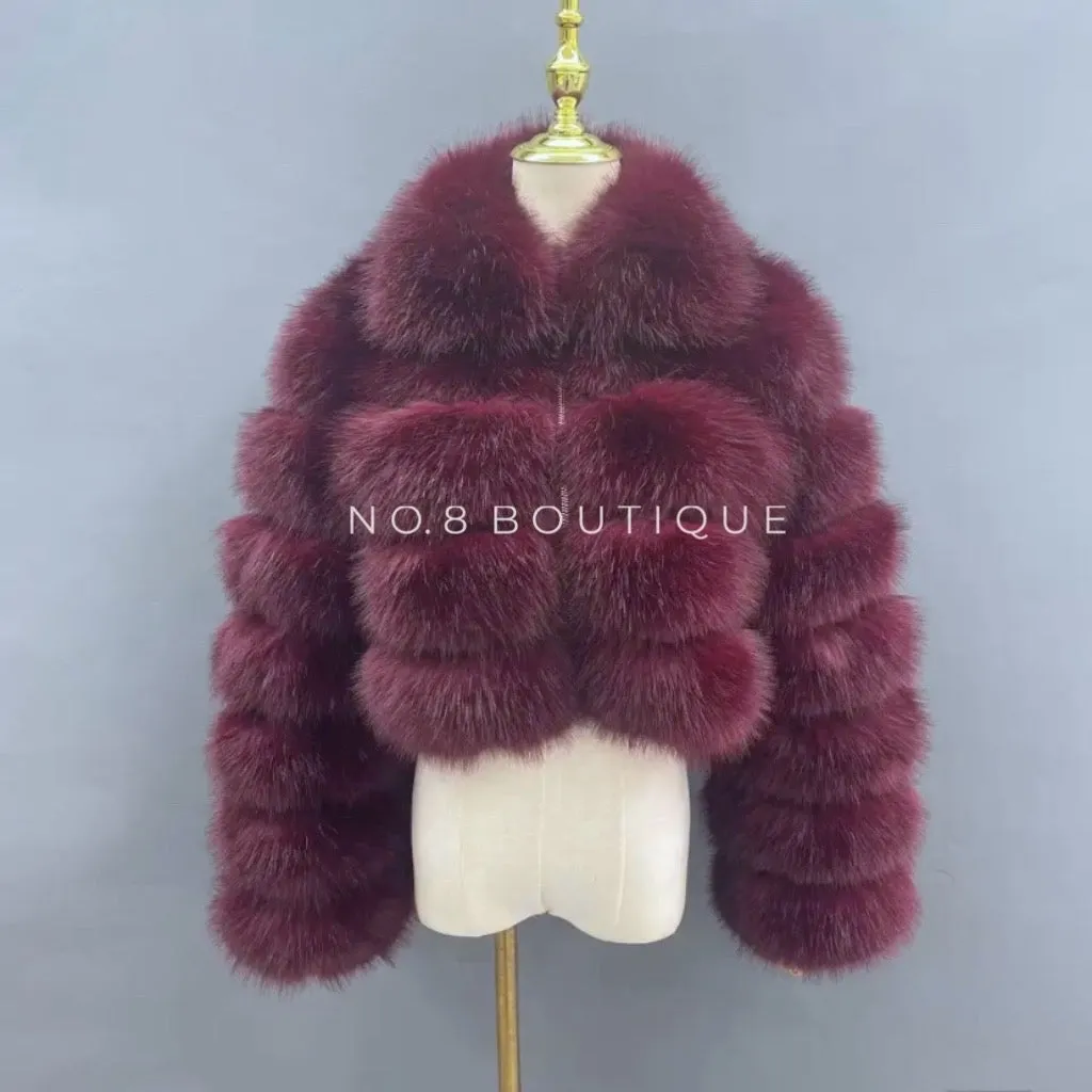 Premium Faux Fur Cropped Collar Jacket